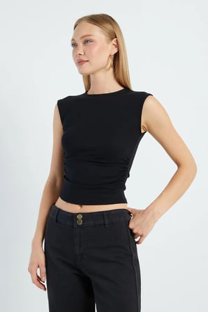 Yanı Drapeli Slim Fit Bluz