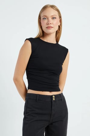 Yanı Drapeli Slim Fit Bluz