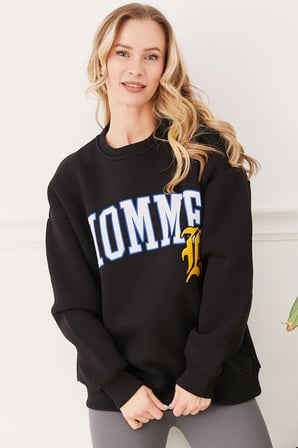Homme Baskılı Bisiklet Yaka Sweatshirt