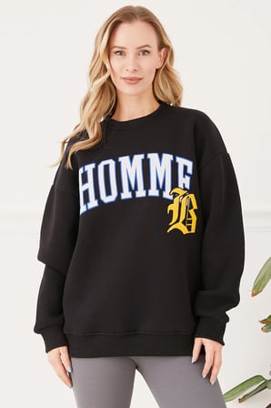 Homme Baskılı Bisiklet Yaka Sweatshirt