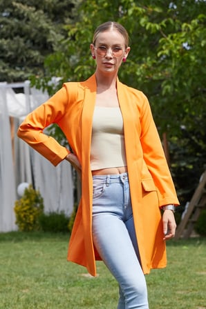 Kolu Katlı Şal Yaka Blazer Ceket