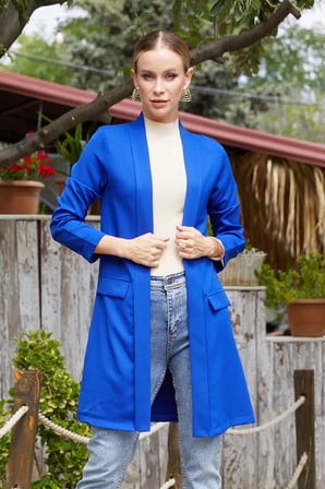 Kolu Katlı Şal Yaka Blazer Ceket