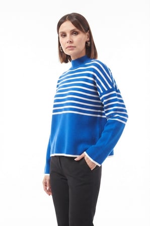 Çizgili Oversize Triko Kazak