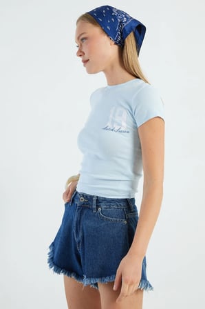 19 Baskılı Slim Fit Tişört