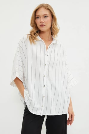 Çizgili Oversize Gömlek