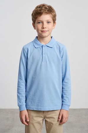 Basic Polo Yaka Uzun Kollu Unisex Çocuk Sweatshirt