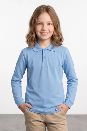Basic Polo Yaka Uzun Kollu Unisex Çocuk Sweatshirt