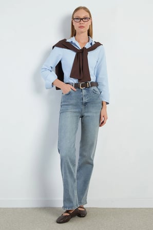 Fermuarlı Straight Fit Jean