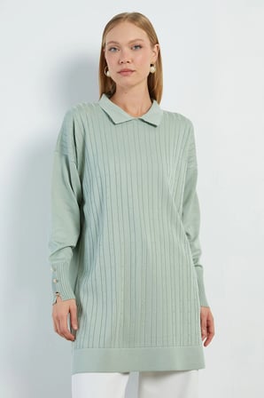 Fullamodest Jakarlı Polo Yaka Tunik