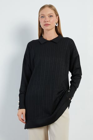 Fullamodest Jakarlı Polo Yaka Tunik