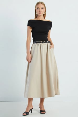 Beli Kemerli Maxi Boy Etek