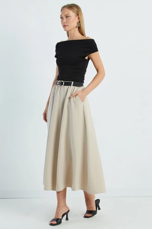 Beli Kemerli Maxi Boy Etek