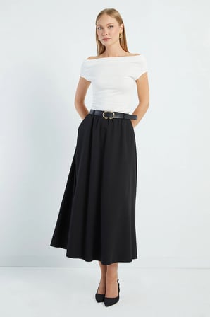 Beli Kemerli Maxi Boy Etek