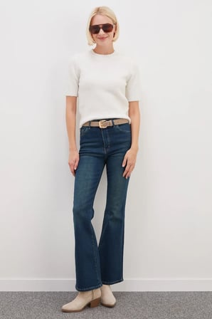 Yüksek Bel Flare Jean