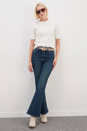 Yüksek Bel Flare Jean