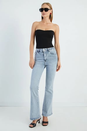 Yüksek Bel Flare Jean