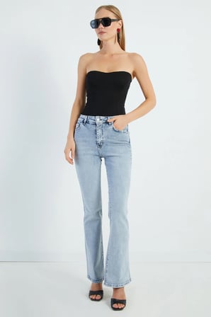 Yüksek Bel Flare Jean