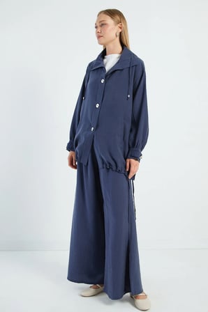 Düğmeli Stoperli Oversize Trençkot