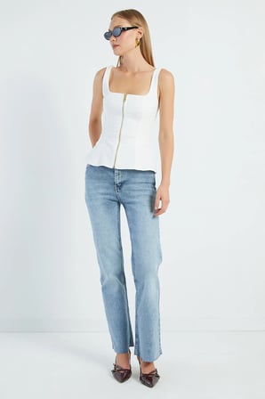 Kesik Paça Flare Jean