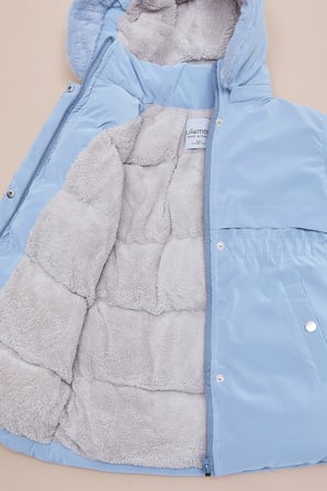 Beli Büzgülü Kapüşonlu Kız Çocuk Mont