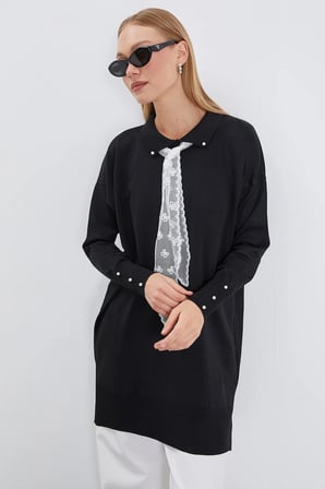 Fullamodest Dantel Fularlı Triko Tunik
