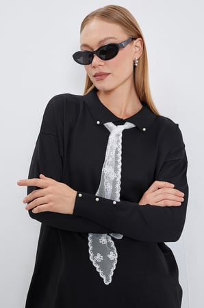 Fullamodest Dantel Fularlı Triko Tunik