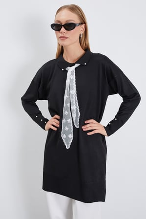 Fullamodest Dantel Fularlı Triko Tunik