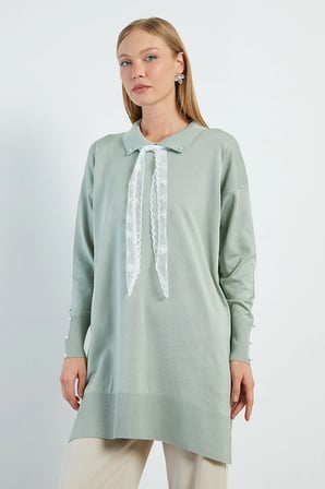 Fullamodest Dantel Fularlı Triko Tunik