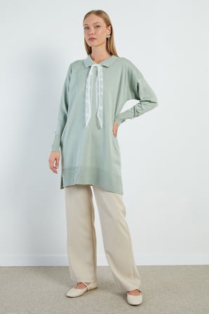 Fullamodest Dantel Fularlı Triko Tunik