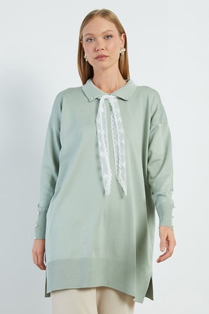 Fullamodest Dantel Fularlı Triko Tunik