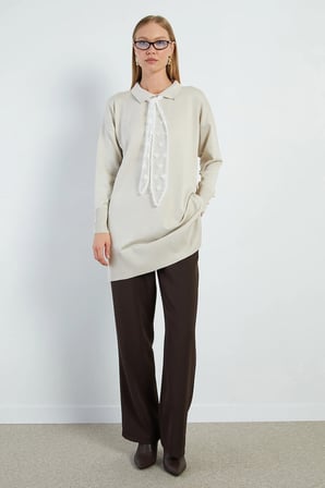 Fullamodest Dantel Fularlı Triko Tunik