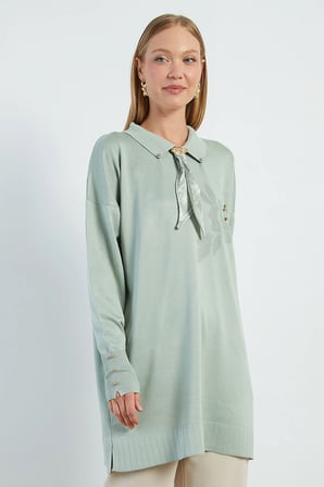 Fullamodest Fularlı Jakarlı Triko Tunik