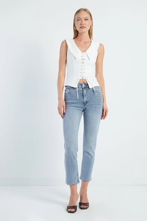 Kesik Paça Mom Jean