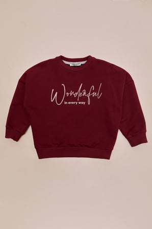 Kabartma Baskılı Oversize Kız Çocuk Sweatshirt