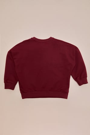 Kabartma Baskılı Oversize Kız Çocuk Sweatshirt
