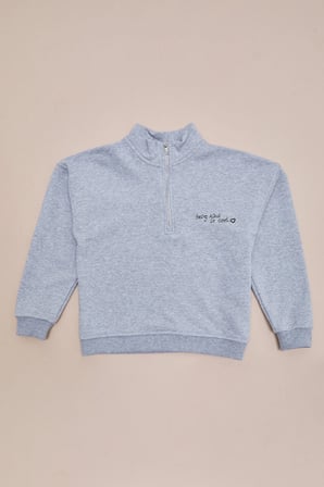 3 İplik Yarım Fermuarlı Dik Yaka Kız Çocuk Sweatshirt
