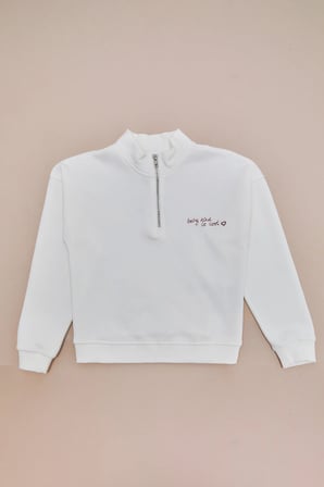 3 İplik Yarım Fermuarlı Dik Yaka Kız Çocuk Sweatshirt