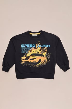 Araba Baskılı Erkek Çocuk Sweatshirt