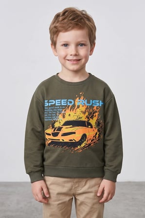 Araba Baskılı Erkek Çocuk Sweatshirt