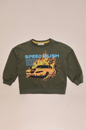 Araba Baskılı Erkek Çocuk Sweatshirt