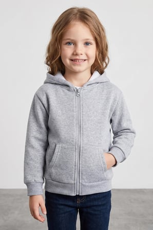 3 İplik Kapüşonlu Fermuarlı Unisex Çocuk Sweatshirt