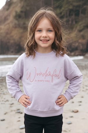 Kabartma Baskılı Oversize Kız Çocuk Sweatshirt