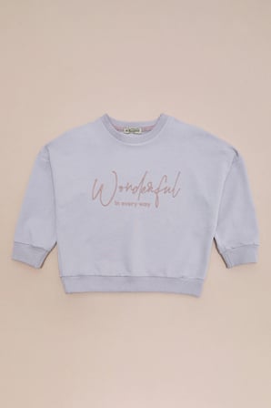 Kabartma Baskılı Oversize Kız Çocuk Sweatshirt