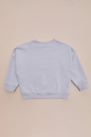 Kabartma Baskılı Oversize Kız Çocuk Sweatshirt