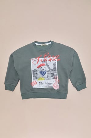 Köpek Baskılı Oversize Erkek Çocuk Sweatshirt