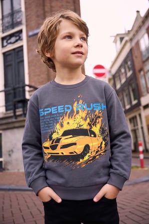 Araba Baskılı Erkek Çocuk Sweatshirt