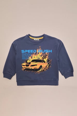 Araba Baskılı Erkek Çocuk Sweatshirt