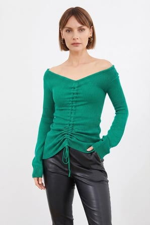 Kayık Yaka Slim Fit Triko Kazak