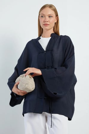 Geniş Kol Oversize Transparan Kimono