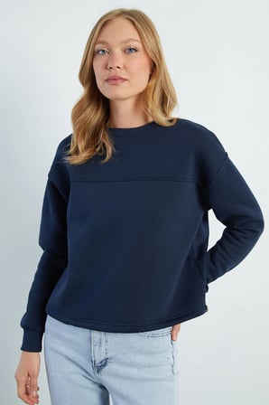 3 İplik Stoperli Oversize Sweatshirt